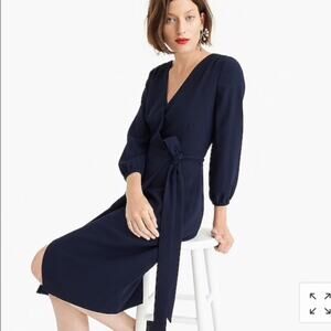 J. Crew Navy Wrap Crepe Dress Size 0 NWT
